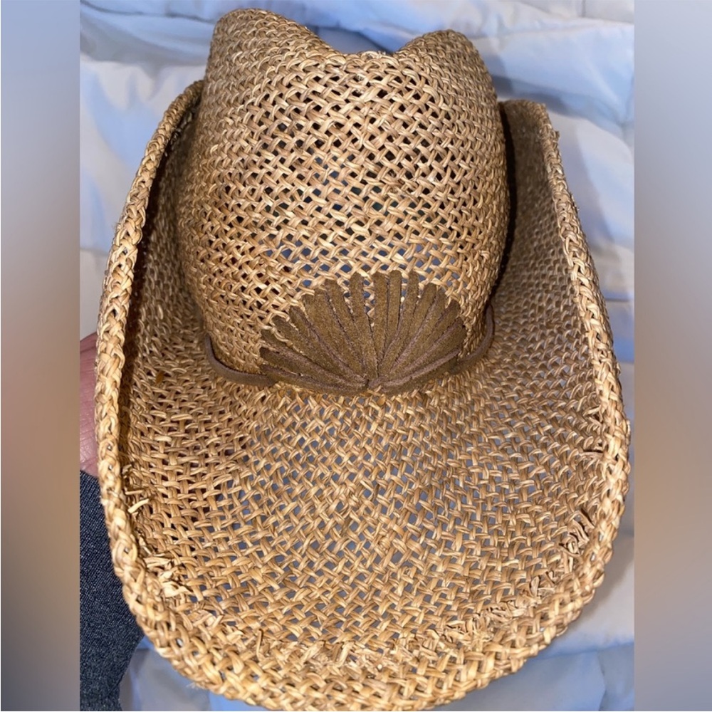 J. Crew Natural Straw Western Hat with Light Trim